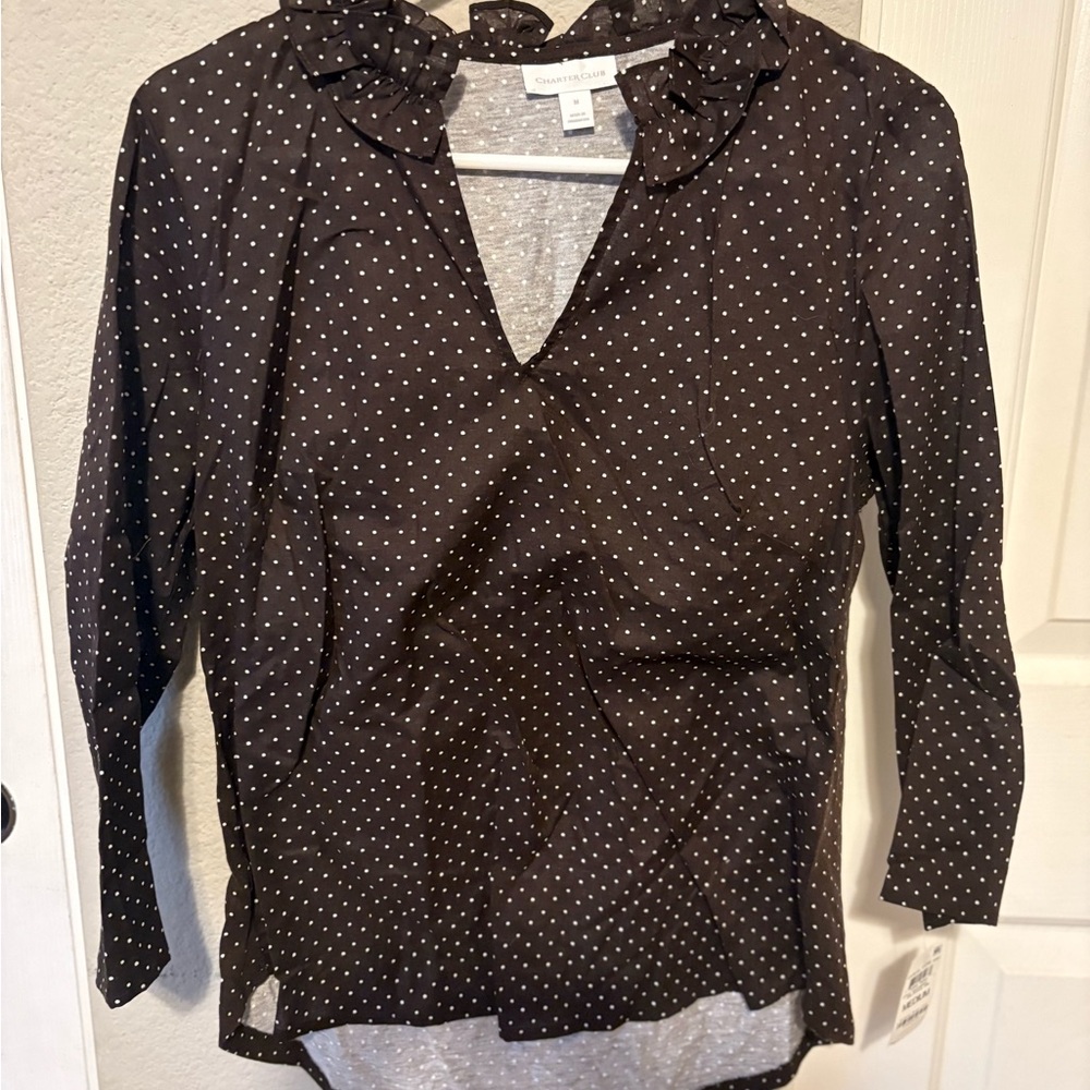 Charter Club! Split-Neck Printed Top